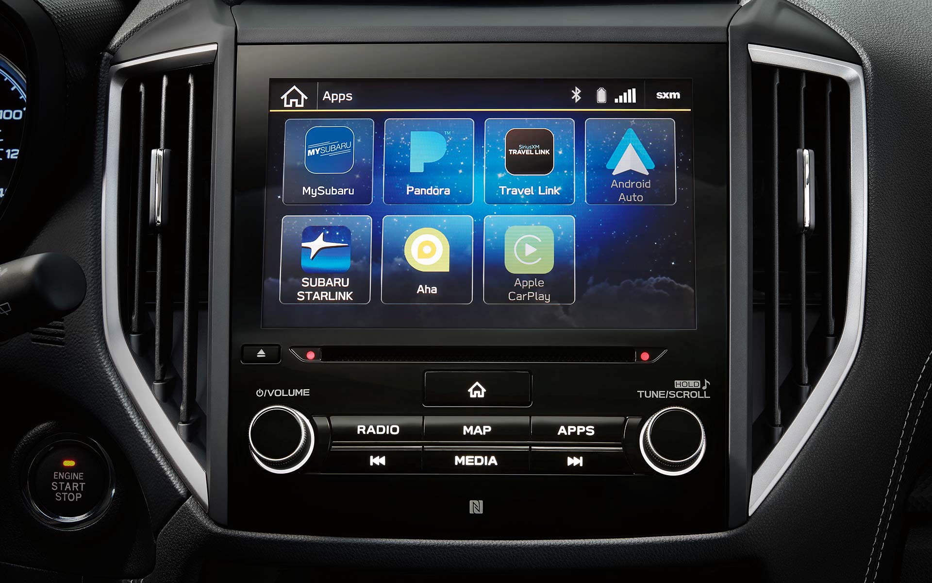 A close-up of the SUBARU STARLINK Multimedia touchscreen on the 2022 Forester. | Subaru of Spartanburg in Spartanburg SC