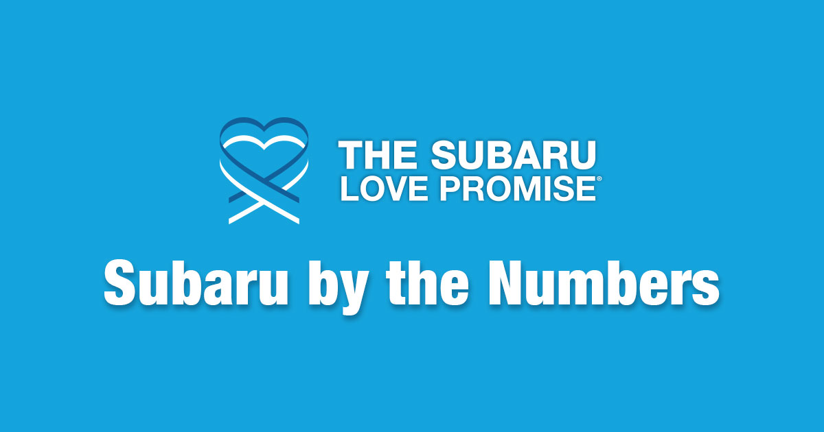 The Subaru Love Promise logo with the slogan Subaru by the Numbers.