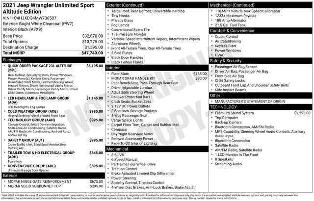 2021 Jeep Wrangler Unlimited Sport Altitude