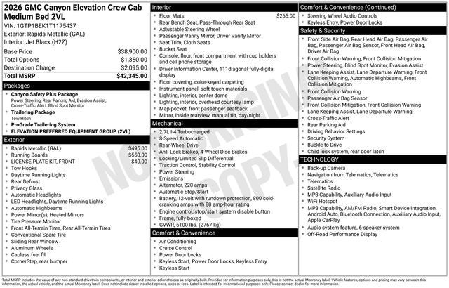 2026 GMC Canyon Elevation