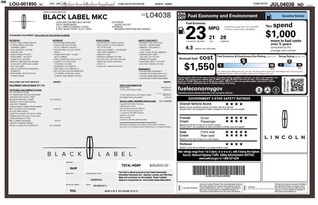 2018 Lincoln MKC Black Label
