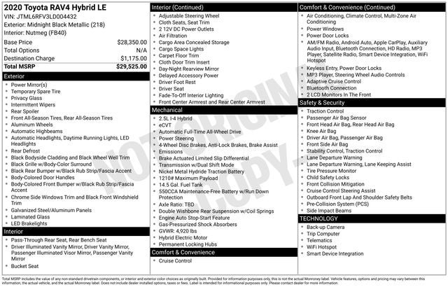 2020 Toyota RAV4 Hybrid LE