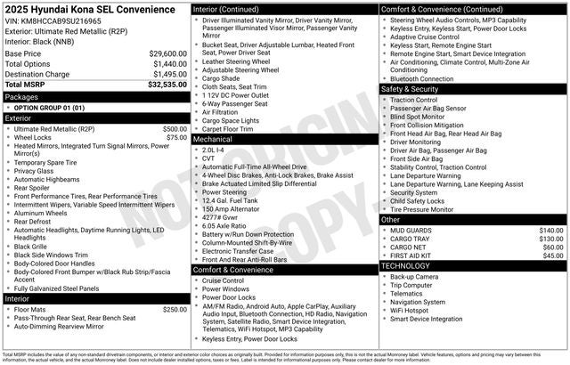2025 Hyundai Kona SEL Convenience